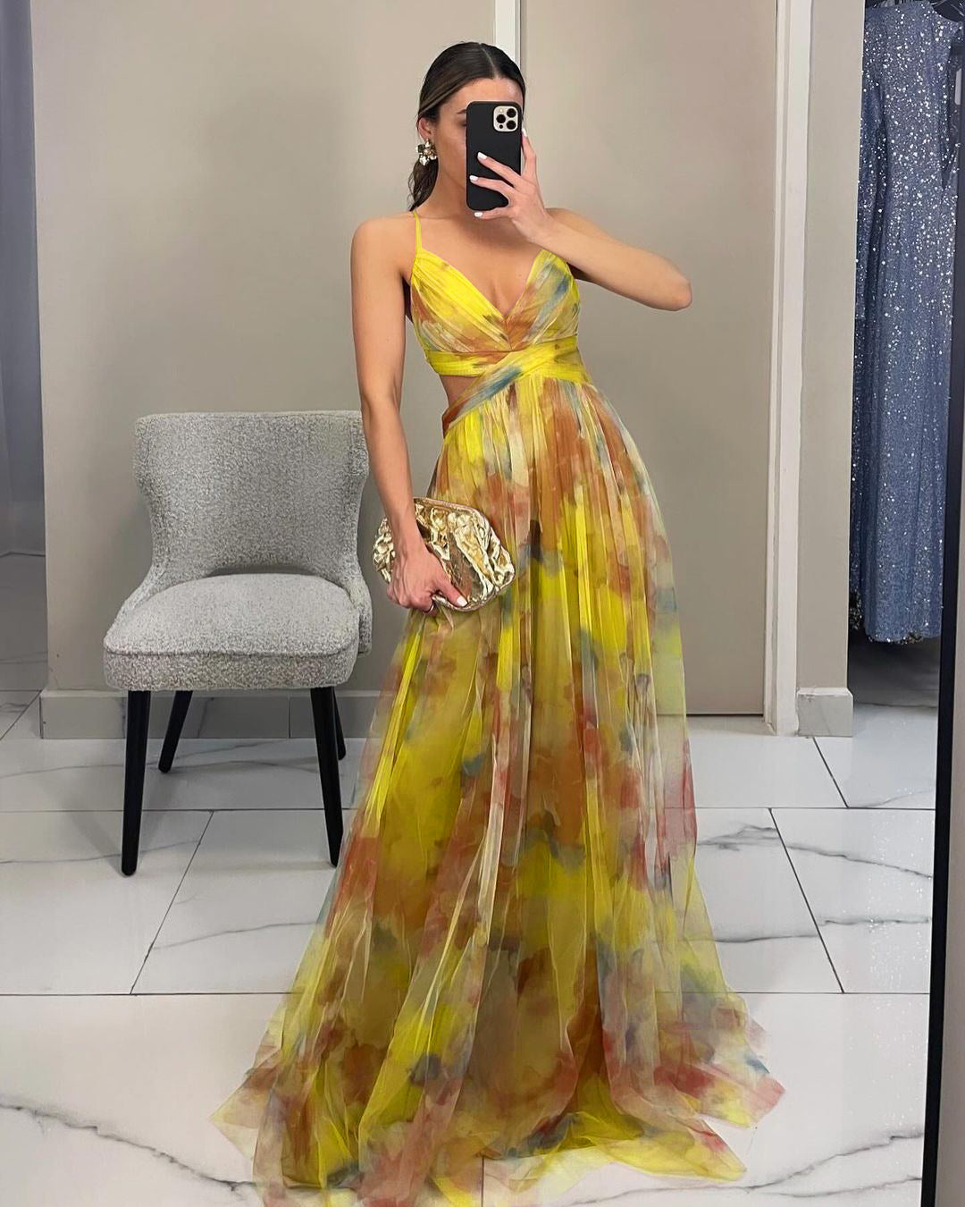 Mesh Printed Slip Dress