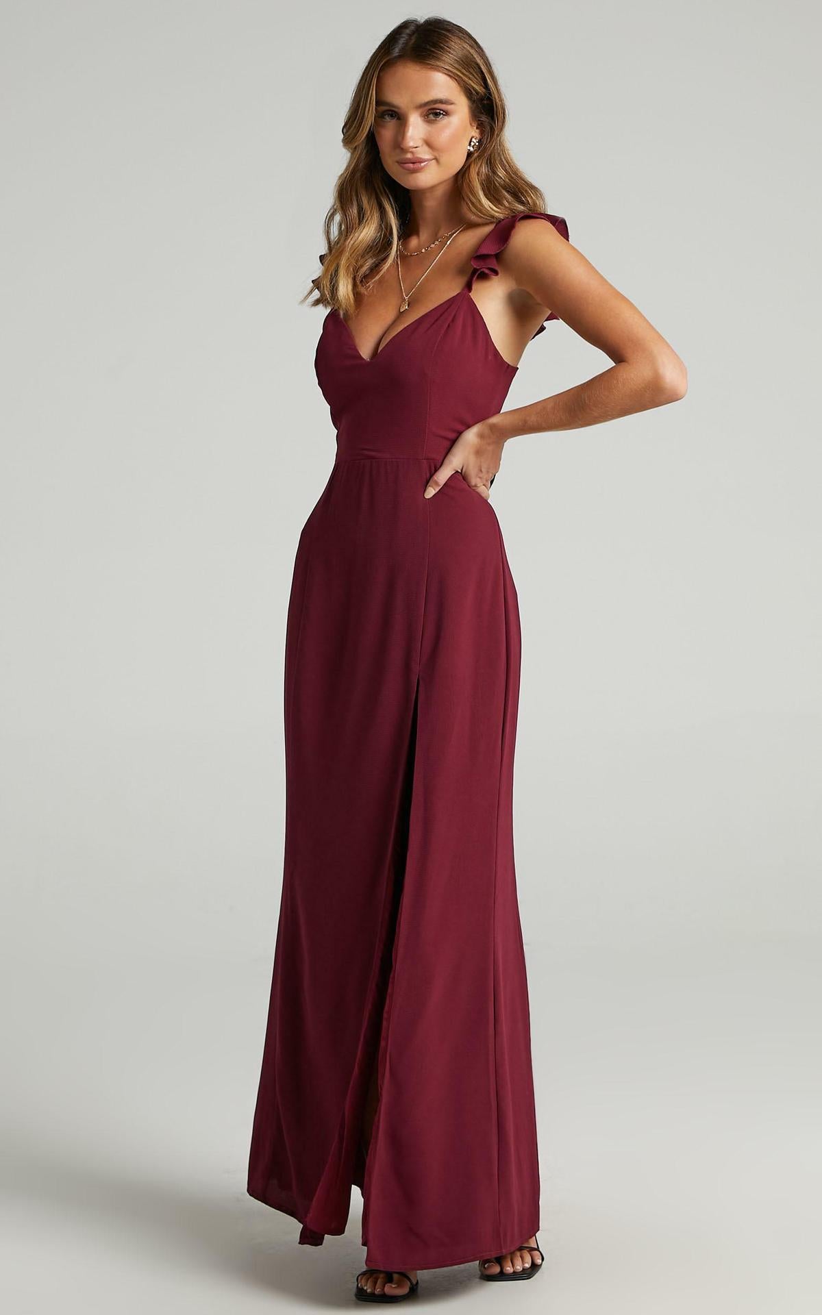 More Than This Ruffle Strap Maxi Dress - Red