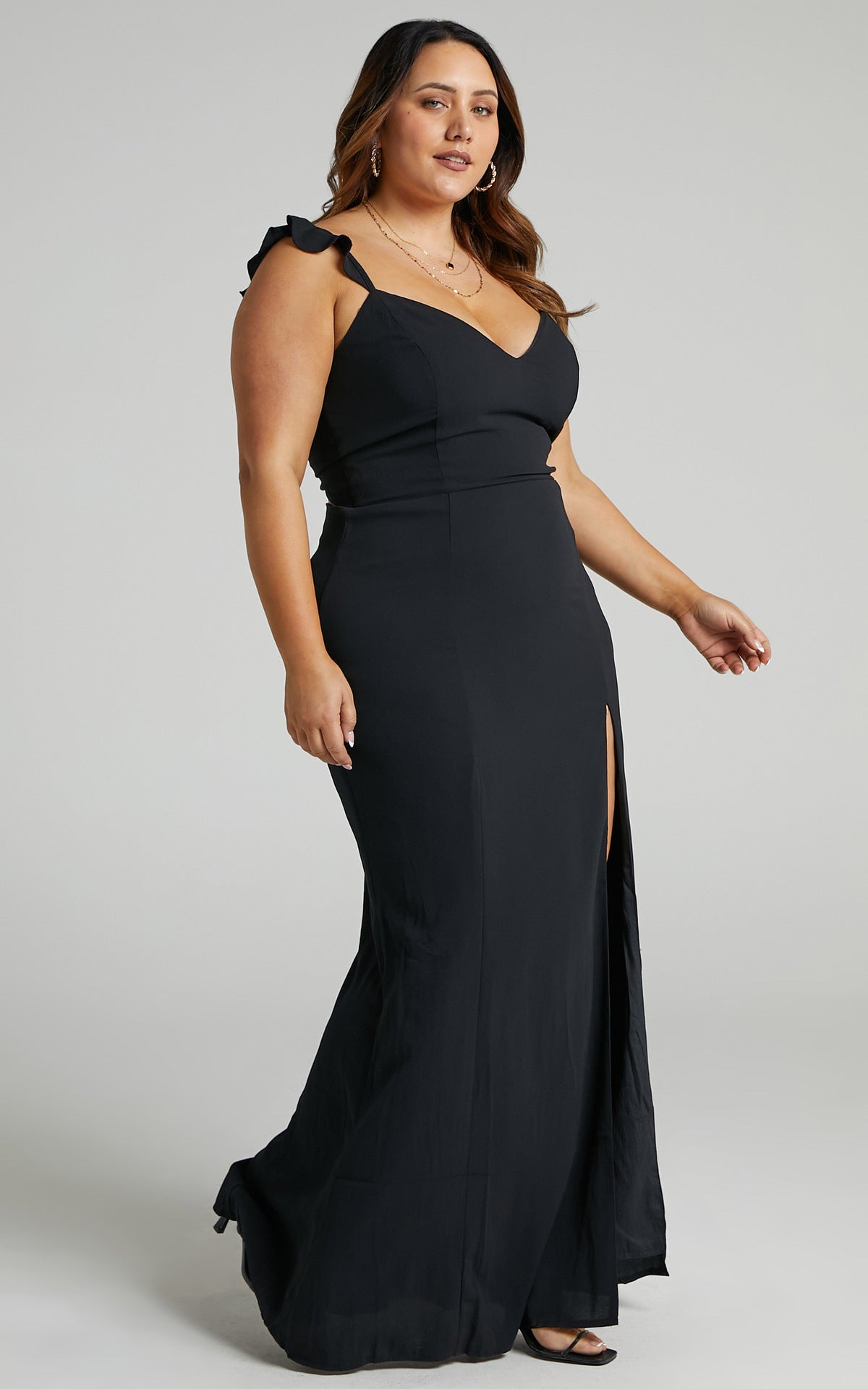 More Than This Ruffle Strap Maxi Dress - Black