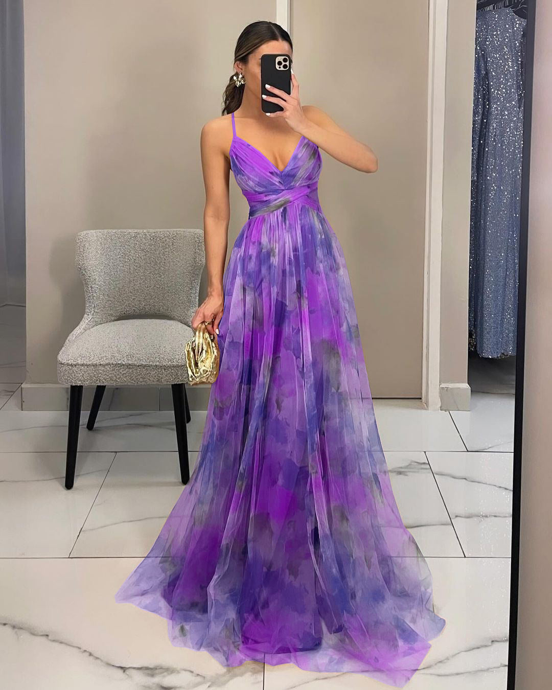 Mesh Printed Slip Dress