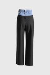 Hose mit doppelter Taille - Schwarz