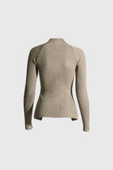 Ribbed CutOut Sweater - Khaki