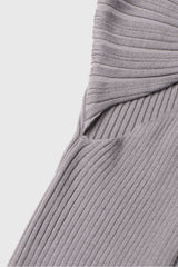 Pull côtelé à découpes - Gris