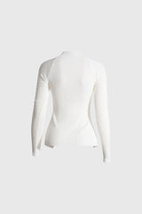 Ribbed CutOut Sweater - White