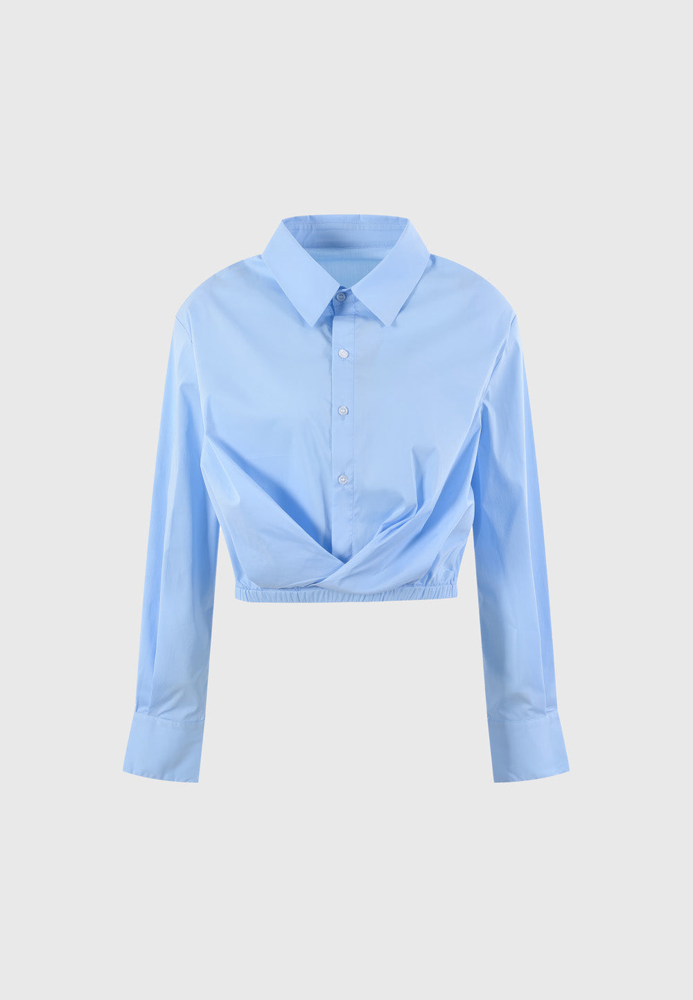 Kurzes Shirt mit elastischem Saum - Blau