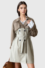 Zweireihiger Trenchcoat mit passendem Gürtel – Khaki
