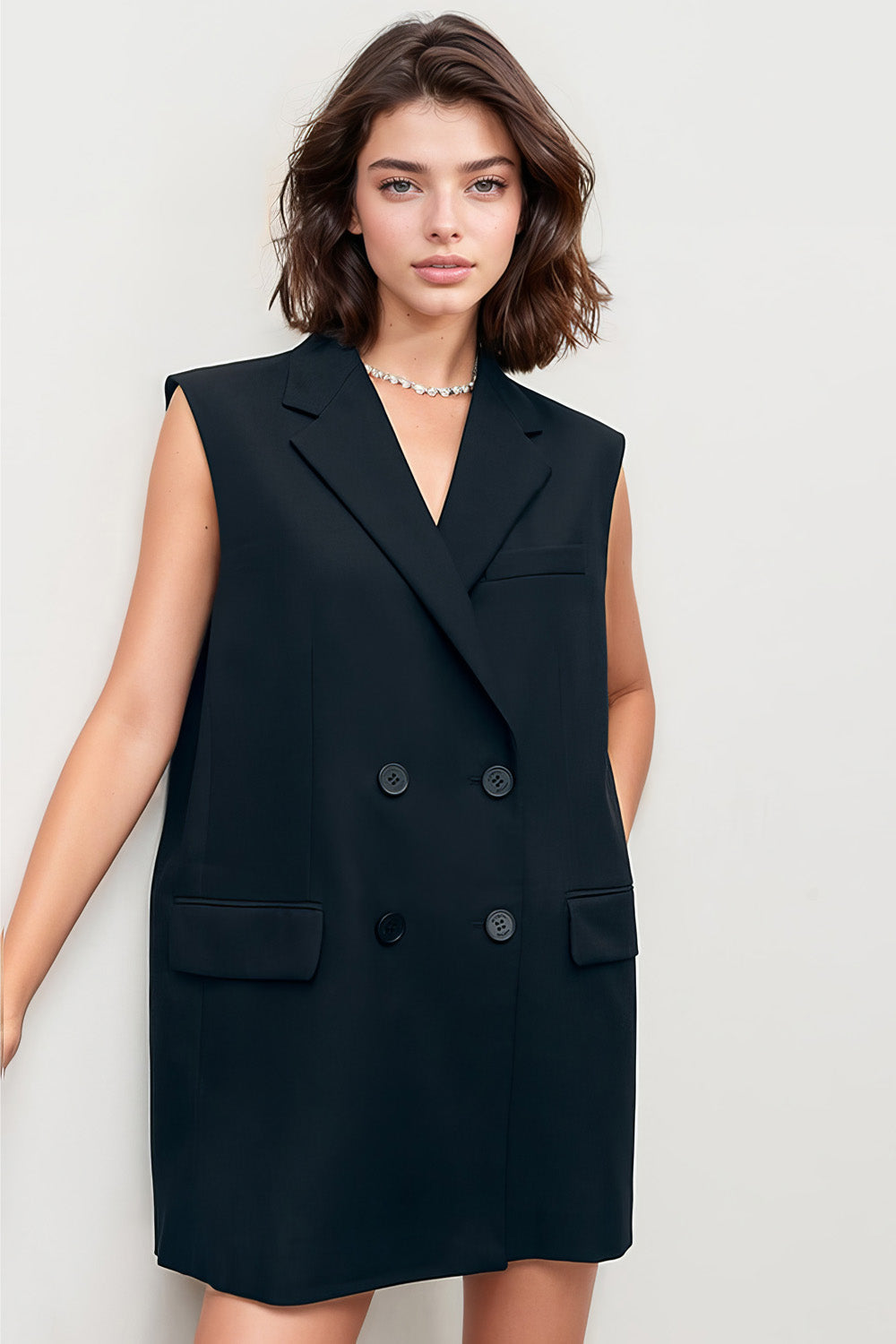 Robe Blazer Sans Manches - Noir