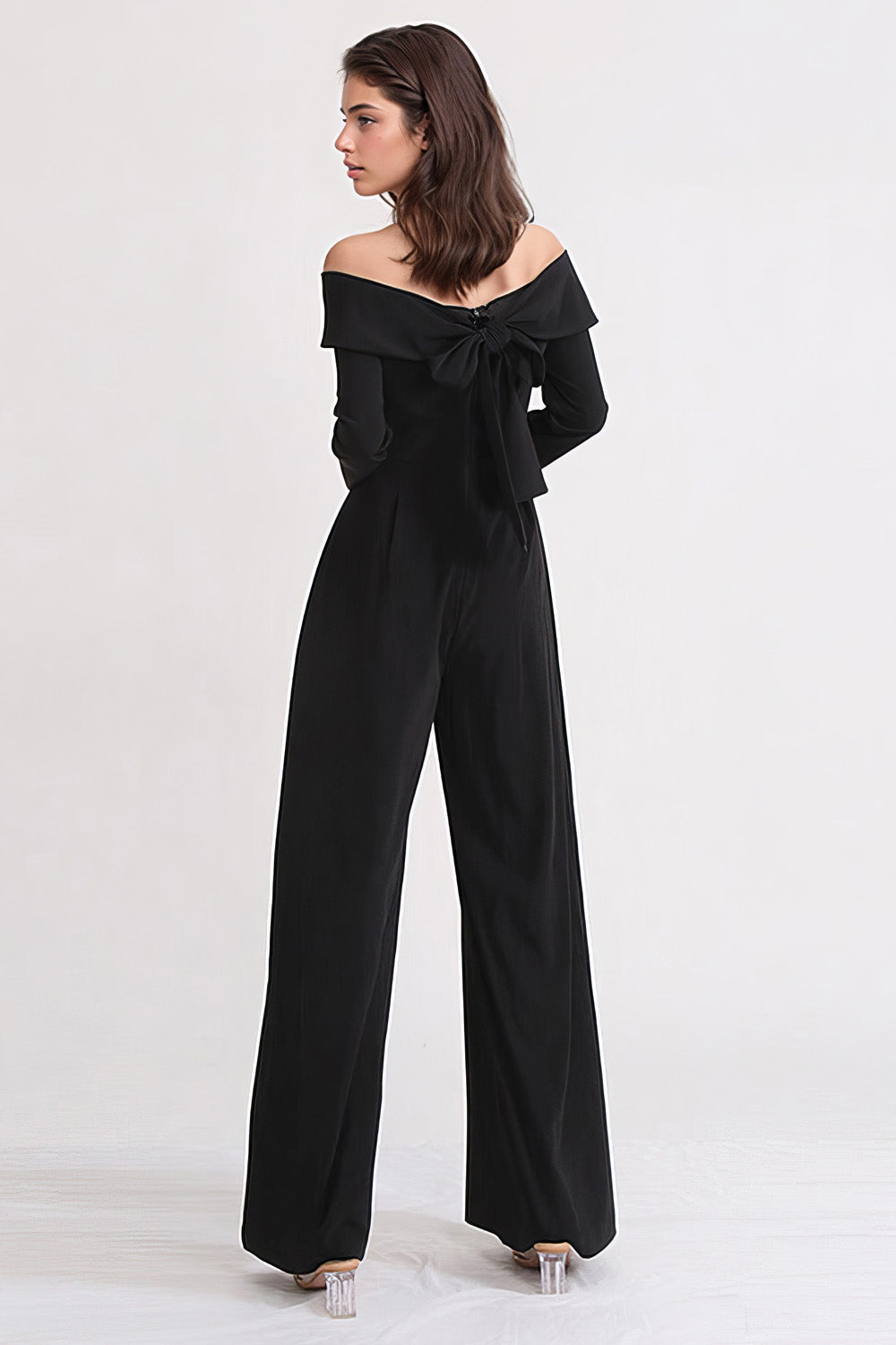 Schulterfreier Jumpsuit - Schwarz