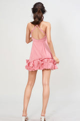 Mini Dress with Detail at Hem - Pink