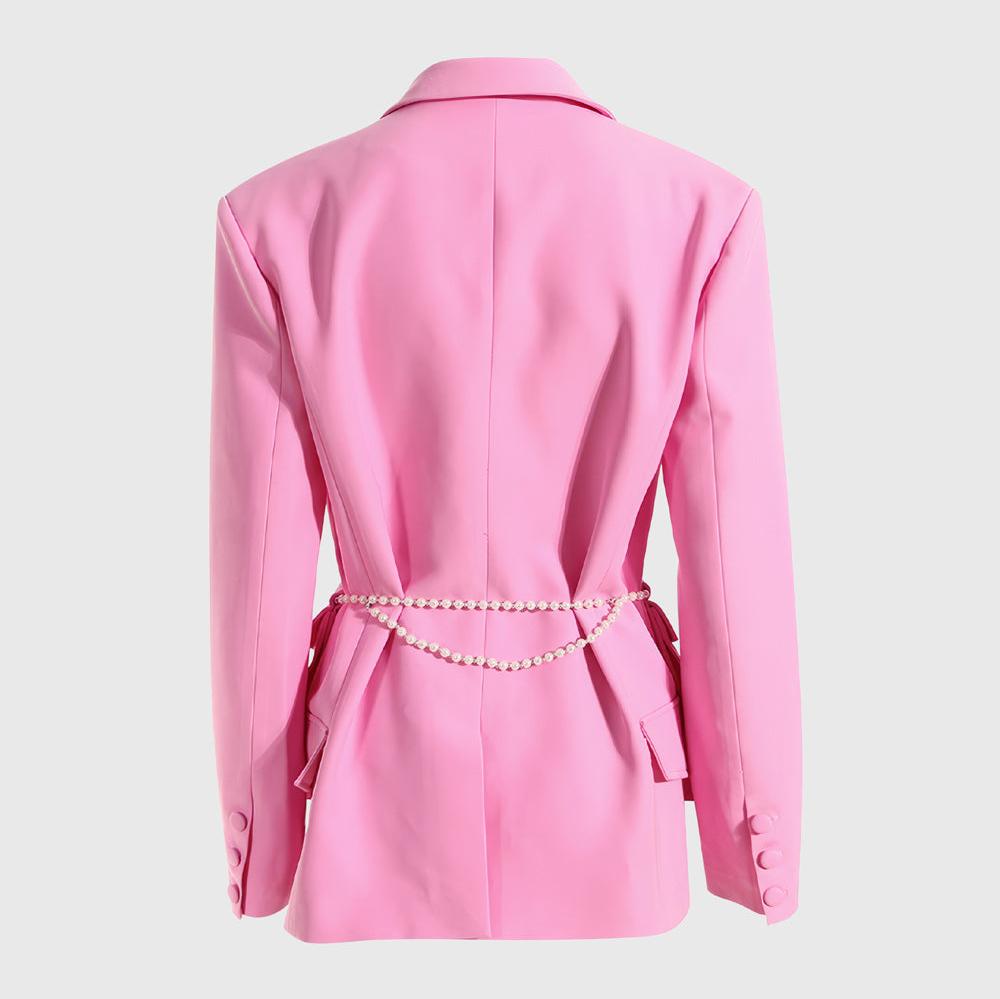 PINK Blazer with RHINESTONES CHAIN