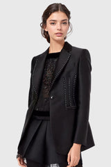 Blazer cambré avec strass - Noir