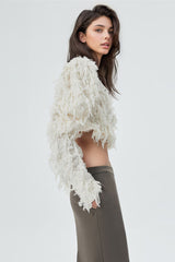 Kurzes strukturiertes Top - Weiß