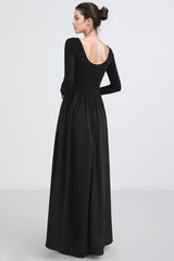 Maxikleid mit V-Taille - Schwarz