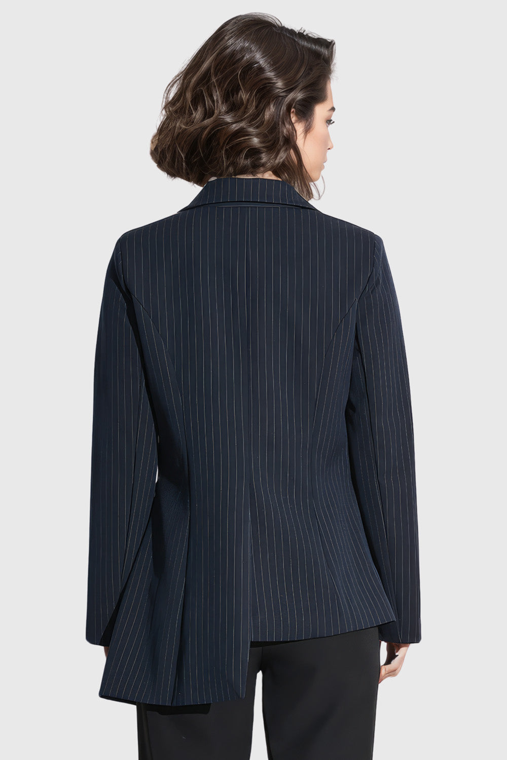 Asymmetrisch gestreifter Blazer - Marineblau