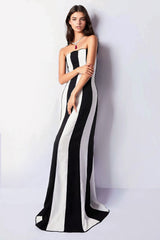 Striped Maxi Dress - Black & White