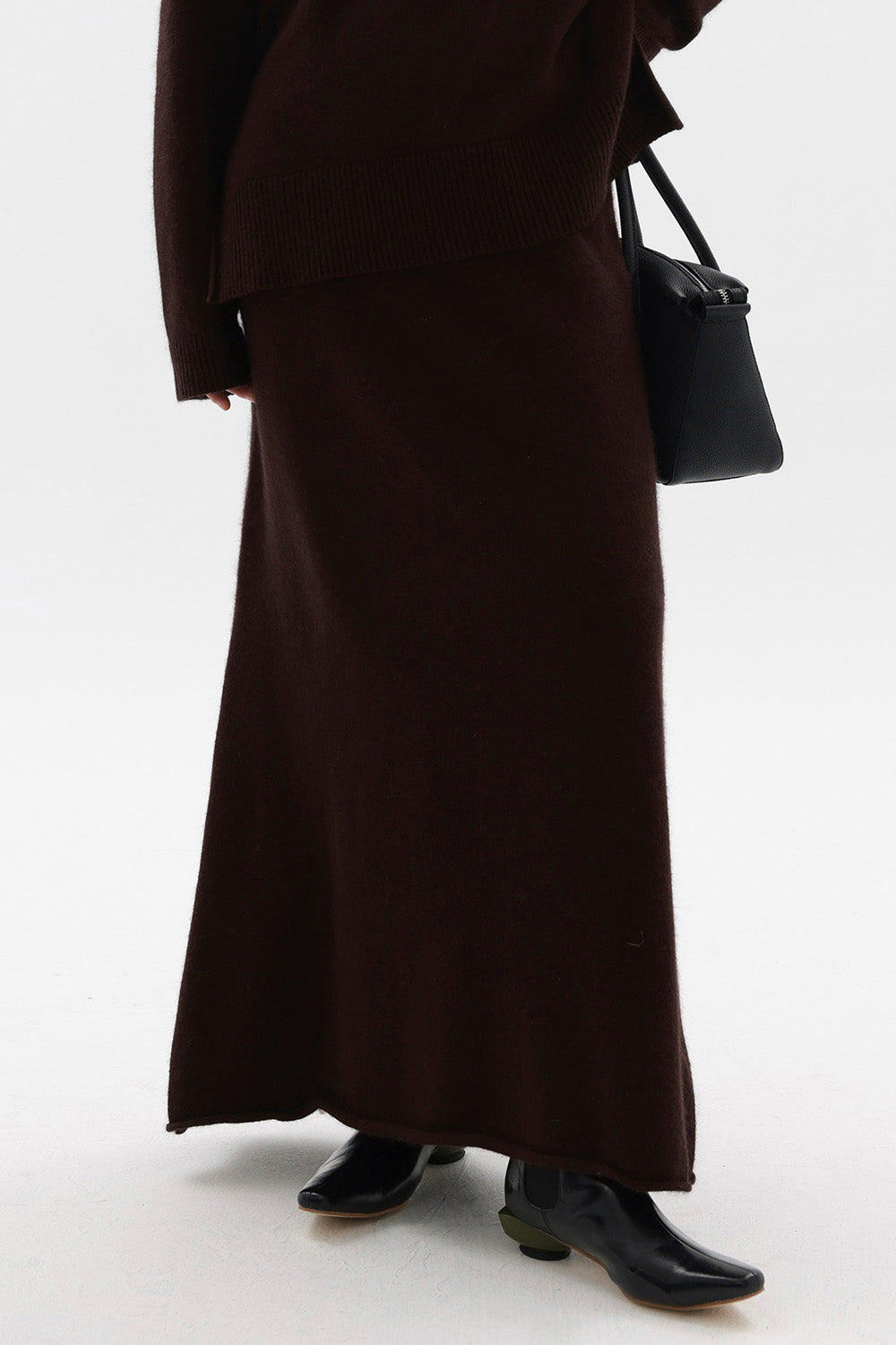 Knitted Maxi Skirt - Burgundy