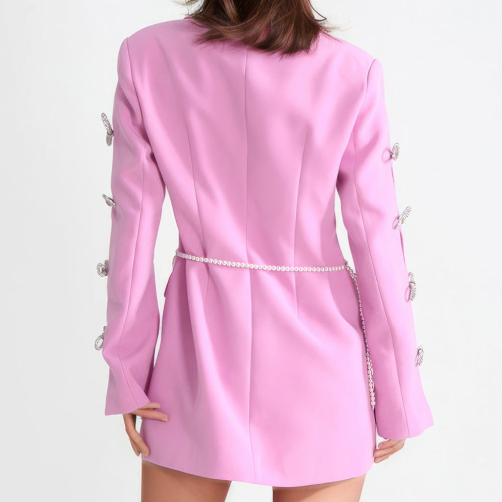 Robe Blazer à Manches Découpées - Rose