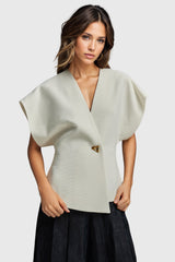 Weste mit einem Knopf - Weiß