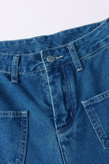 Extra weite Jeans mit hoher Taille - Blau