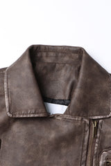 Veste en cuir vintage - Vert foncé