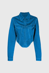 Kurze Jacke mit Haken - Blau