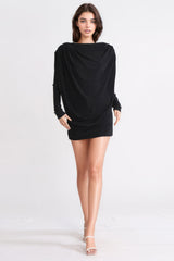 Mini Dress with Open Back - Black