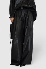 Pantalon large en cuir avec poches - Noir
