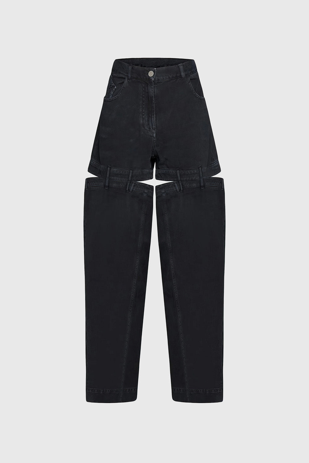 High Waist Jeans mit Rückenausschnitten - Schwarz