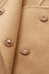 Kurze elegante Jacke mit rundem Ausschnitt - Camel