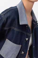 Kurze Jeansjacke - Dunkelblau