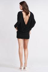 Mini Dress with Open Back - Black