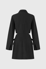 Short Blazer Dress with Belts - Black