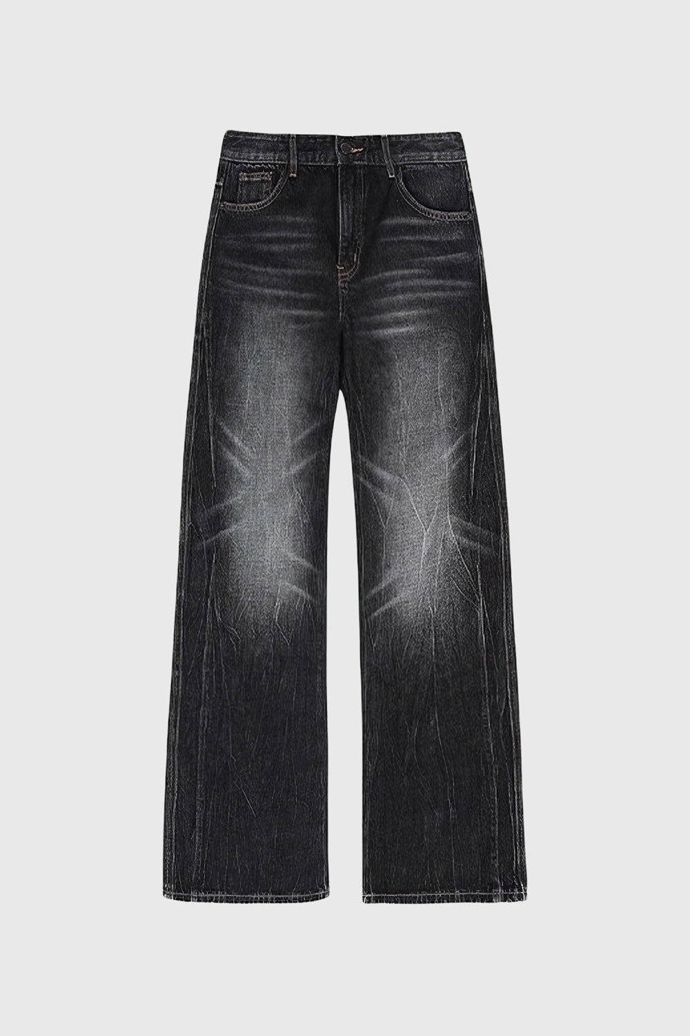 Weite Jeans mit verwaschenen Details - Grau