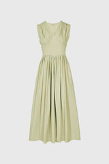 Midi Dress with Corset Detail - Green