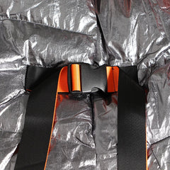 Silberne, übergroße Pufferjacke mit unregelmäßigem Saum