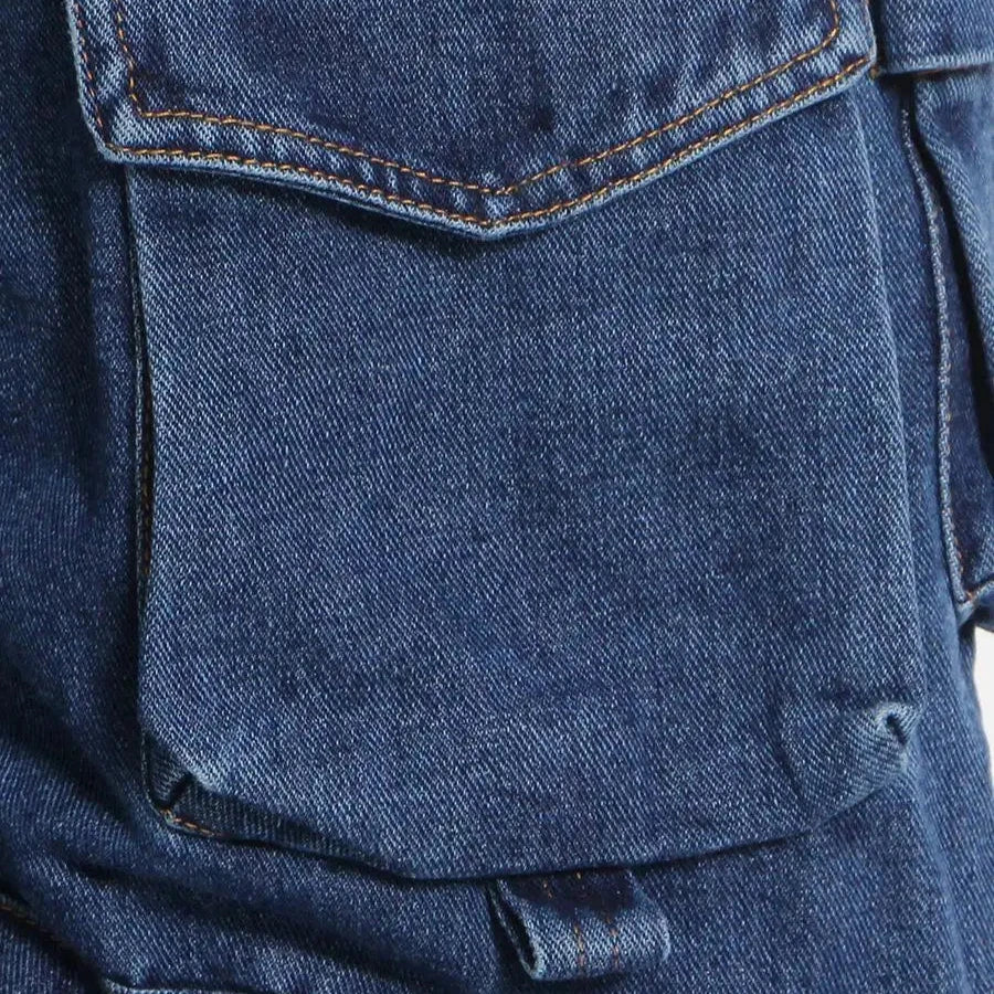 BLUE Low WaistED CARGO JEANS with Pockets