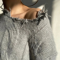 PULL EN MAILLE LONG AVEC DÉCHIRURES - Gris