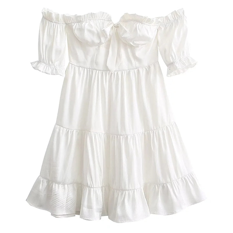 SHINJU WHITE PUFF Mini Dress