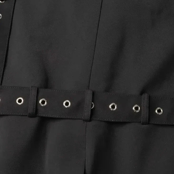 Blazer noir à ceinture et bretelles