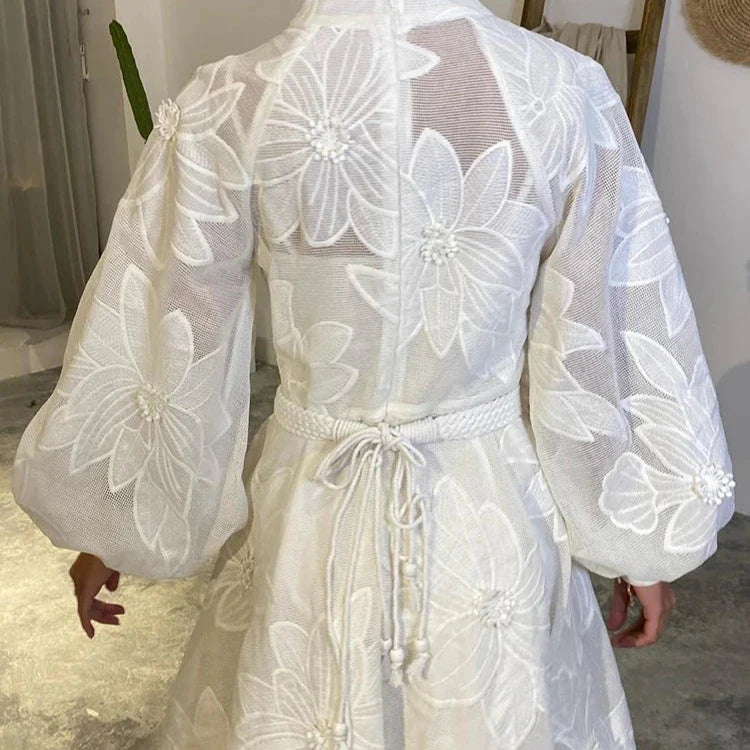 Robe PATCHWORK BLANCHE à manches longues