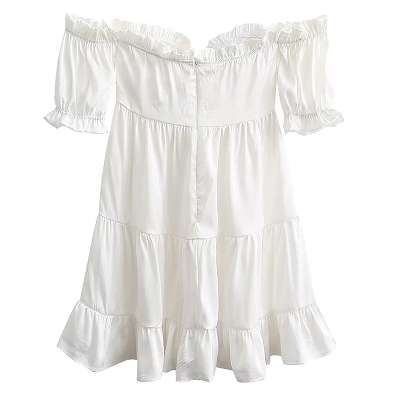 SHINJU WHITE PUFF Mini Dress