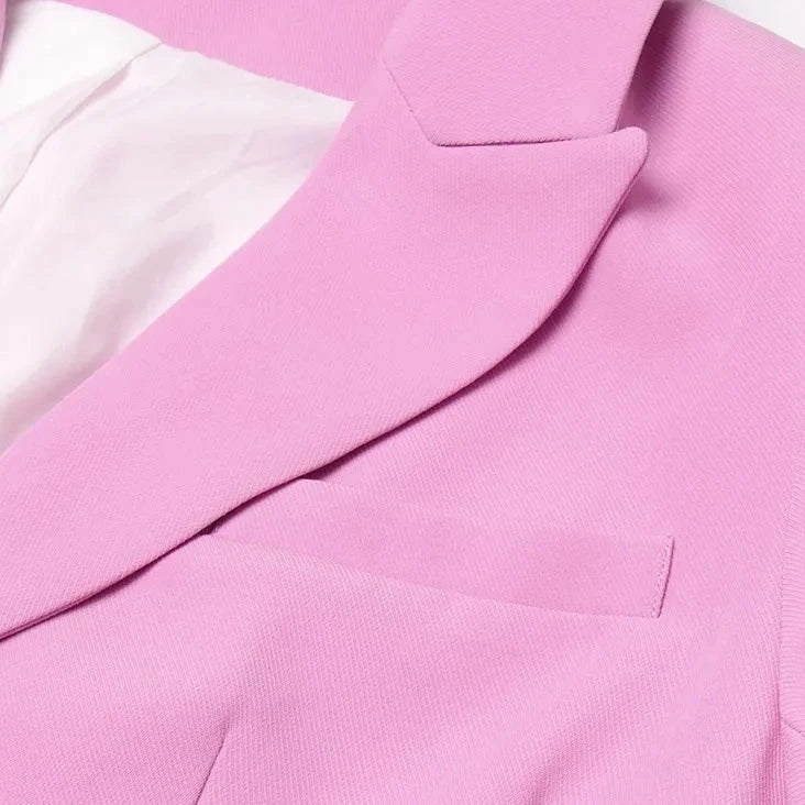 Robe Blazer à Manches Découpées - Rose