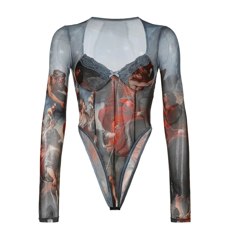 MORY Mesh PRINTED BODYSUIT