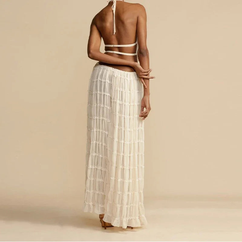 SLAVA PLEATED CROP TOP and Long Skirt SET