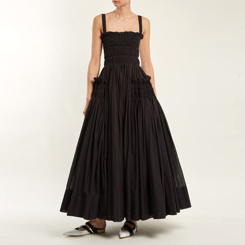 TAKARA Rückenfreies STRAPS PUFF MAXI Kleid