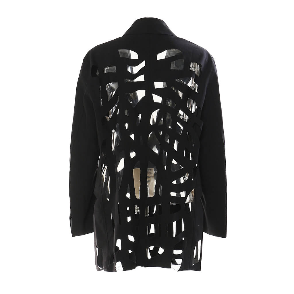 Asymmetric Laser CutOut Lapel Collar Single Breasted Oversized Blazer