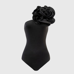 Black BODYSUIT with FLowER