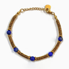 Bracelet bohème en perles empilables plaquées or 18 carats avec pierres précieuses espacées