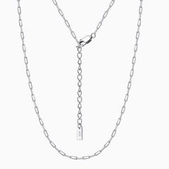 Chic Paper Clip Pure Sterling Silver Polished 4MM Link Chain NeckLace