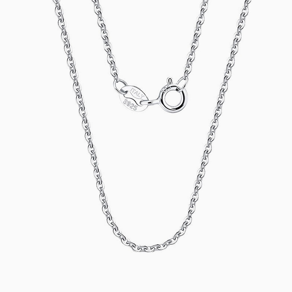 Classic Cable Rhodium Plated Sterling Silver Dainty Chain NeckLace